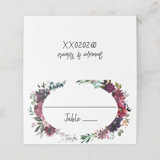 Bourgondische lente en bloemenbruiloft plaats kaar (Buitenkant ongevouwen)