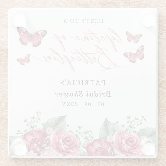 Bourgondische levensduur van vlinders Vrijgezellen Glazen Onderzetter (Achterkant)