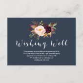 Bourgondische marine bloemenbruiloft goed wensen informatiekaartje (Voorkant)