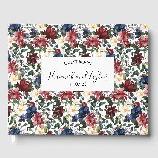 Bourgondische marine bruiloft gastenboek (Voorkant)