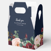 Bourgondische marine waterverf bloemenbruiloft gun bedankdoosjes (Geopend)