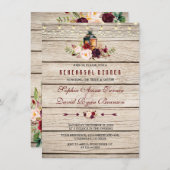 Bourgondische Marsala Bloemlantaarn Oefendiner Kaart (Voorkant / Achterkant)