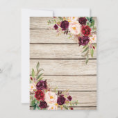 Bourgondische Marsala Bloemlantaarn Oefendiner Kaart (Achterkant)