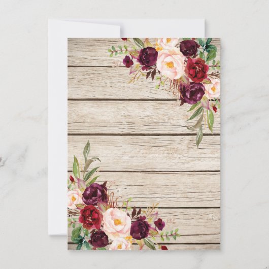 Bourgondische Marsala Bloemlantaarn Oefendiner Kaart (Achterkant)