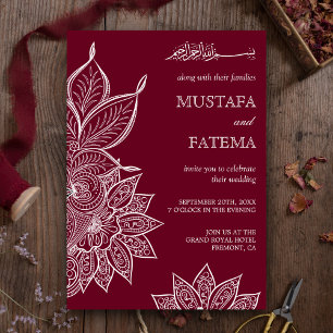 Bourgondische Mehendi Henna Islamitische Trouwfees Kaart