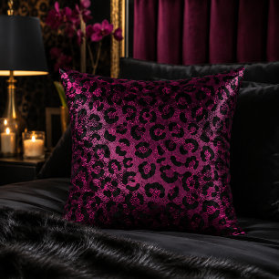 Bourgondische Metallic Luipaardprint Dierpatroon Kussen