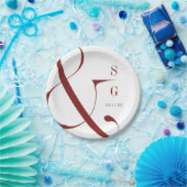 Bourgondische moderne minimalistische koppels mono papieren bordje (Feest)