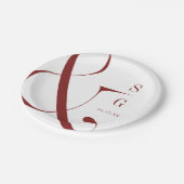 Bourgondische moderne minimalistische koppels mono papieren bordje (Gekanteld)