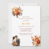 Bourgondische Oranje bruidegom bruidsparen Douche Kaart (Achterkant)