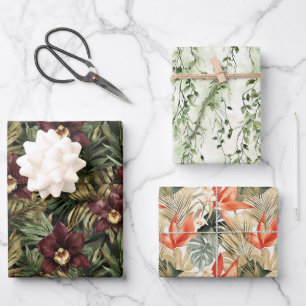 Bourgondische orchideeën Ivy Floral Oerwoud Verjaa Inpakpapier Vel