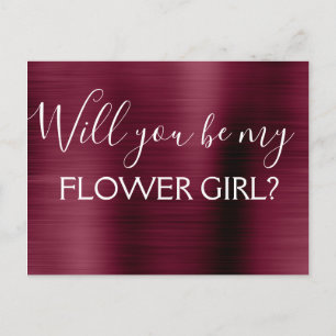 Bourgondische Paarse Elegant Bloemenmeisje Wedding Uitnodiging Briefkaart