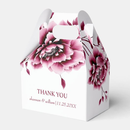 Bourgondische pioenroos bloemen bruiloft bloemen D Bedankdoosjes (Achterkant)