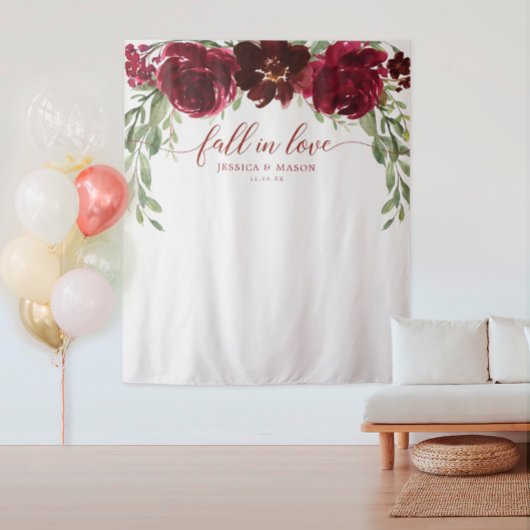 Bourgondische Pompoen Herfstliefde Fotobooth Achte Wandkleed