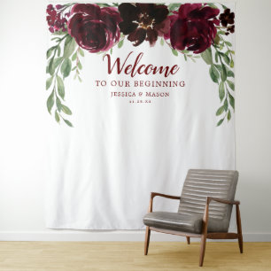 Bourgondische Pompoen Trouw Achtergrond Foto Booth Wandkleed