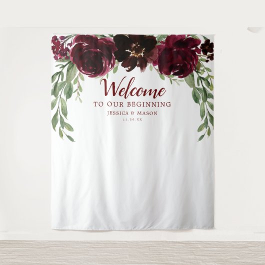 Bourgondische Pompoen Trouw Achtergrond Fotohokje Wandkleed (Voorkant)