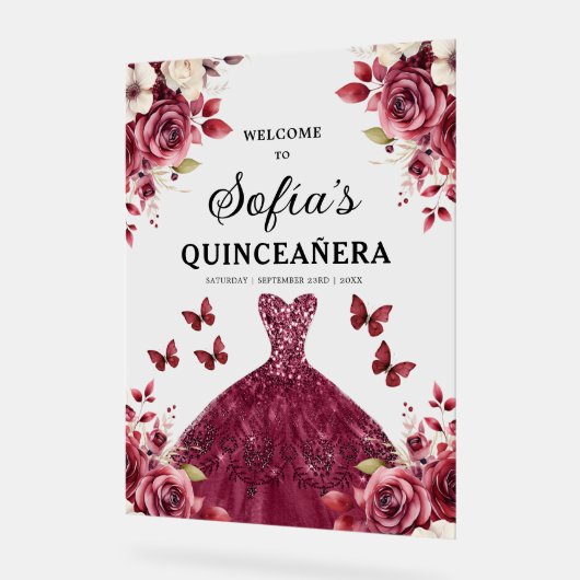 Bourgondische prinses Quinceañera Verjaardag Welko Acryl Bord (Hoek)