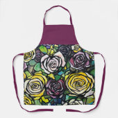 Bourgondische pruim Rozen Schort (Voorkant)