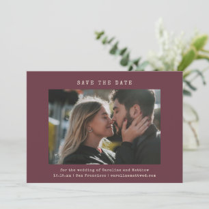 Bourgondische Retro Typemachine Huwelijksfoto Eenv Save The Date