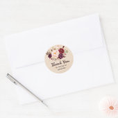 Bourgondische rode bloemen rustieke Boho dank u Ronde Sticker (Envelop)
