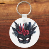 Bourgondische rode bloemen sleutelhanger (Achterkant)