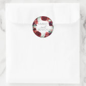 Bourgondische rode bloemenkrans Boho Chic Ronde Sticker (Tas)