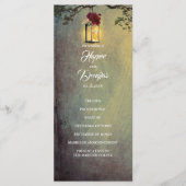 Bourgondische rode bloemenlantaarn licht Trouwprog Programma (Voorkant)