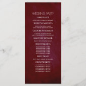 Bourgondische rode en roze bloemenbruiloft program programma (Achterkant)