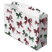 Bourgondische rode groene kerstbogen groot cadeauzakje (Achterkant Gekanteld)