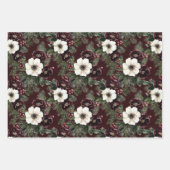 Bourgondische rode groene kerstbogen inpakpapier vel (Voorkant 2)