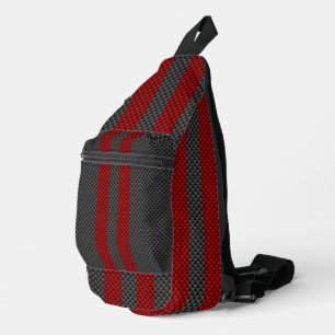 Bourgondische rode koolstofvezel stijl strepen sling bag