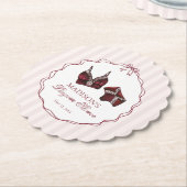 Bourgondische rode lingerie douche kant vrijgezell kartonnen onderzetters (Gekanteld)