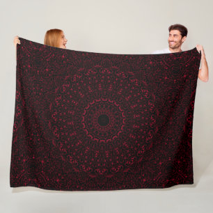 Bourgondische rode mandala met ornamentele symmetr fleece deken