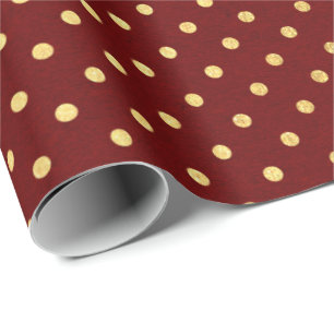 Bourgondische rode maroon gouden kleine polka stip cadeaupapier