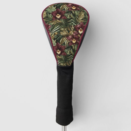 Bourgondische rode orchidee bloem tropisch golfheadcover (Voorkant)