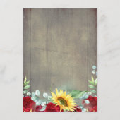 Bourgondische rode rozen en zonnebloem bruiloft de informatiekaartje (Achterkant)