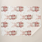 Bourgondische rode witte konijnen sherpa deken (Voorkant (horizontaal))