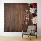 Bourgondische Roze Bloem Bruiloft Foto Achtergrond Wandkleed (In Situ (horizontaal))