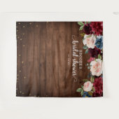 Bourgondische Roze Bloem Bruiloft Foto Achtergrond Wandkleed (Voorkant (horizontaal))