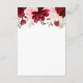 Bourgondische roze bloemenbruiloft behuizing informatiekaartje (Achterkant)