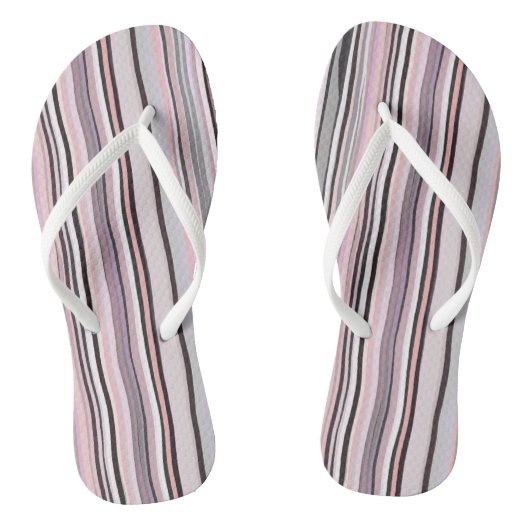 Bourgondische, roze en Paarse golvende strepen Teenslippers (Voetbed)