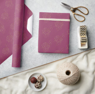 Bourgondische Roze Gouden Rozen Cadeaupapier