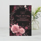 Bourgondische Rozen Aangepaste 40e Verjaardag Kaart (Staand voorkant)