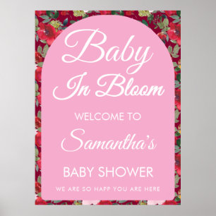 Bourgondische Rozen Baby in Bloom Baby shower Welk Poster