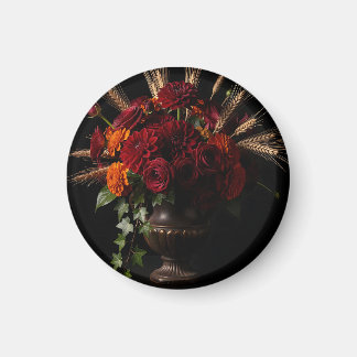 Bourgondische Rozen Dahlia Tarwe Bloemstuk Stillev Magneet