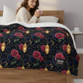 Bourgondische Rozen en gouden lantaarns Sherpa Deken