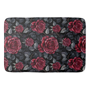 Bourgondische Rozen met zwarte achtergrond Badmat