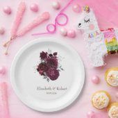 Bourgondische Rozen Papieren Bordje (Feest)