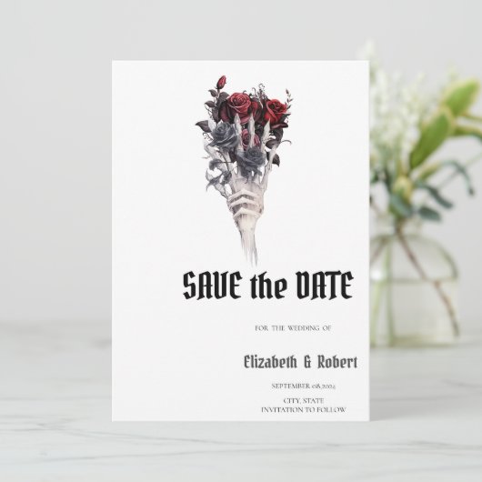 Bourgondische Rozen sparen de datum Save The Date (Staand voorkant)