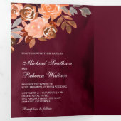 Bourgondische rustieke aardachtige terracotta bloe drieluik uitnodiging (Binnenzijde eerst)