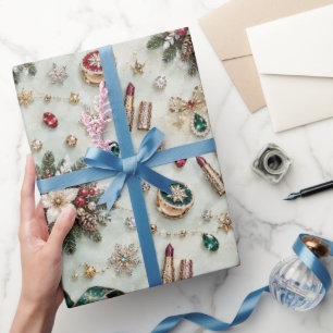 Bourgondische Smaragd Kerst Lint Cadeaupapier